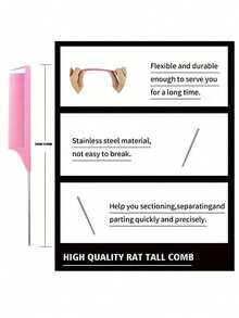 5-Piece Women's Hollow Elastic Massage Comb Set, Long-Handled Cleaning Brush, Leopard Print Comb, Suitable For Travel And Vacation. - Multicolor - View 5