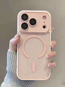 1件裝奢華極簡商務磨砂亮面親膚梅櫻磁吸手機殼，適用 Apple 18 Pro Max 17 AIR 16 15 14 13 12 11 Pro Max Plus，軟 TPU 背蓋 - 粉色 - 查看 7