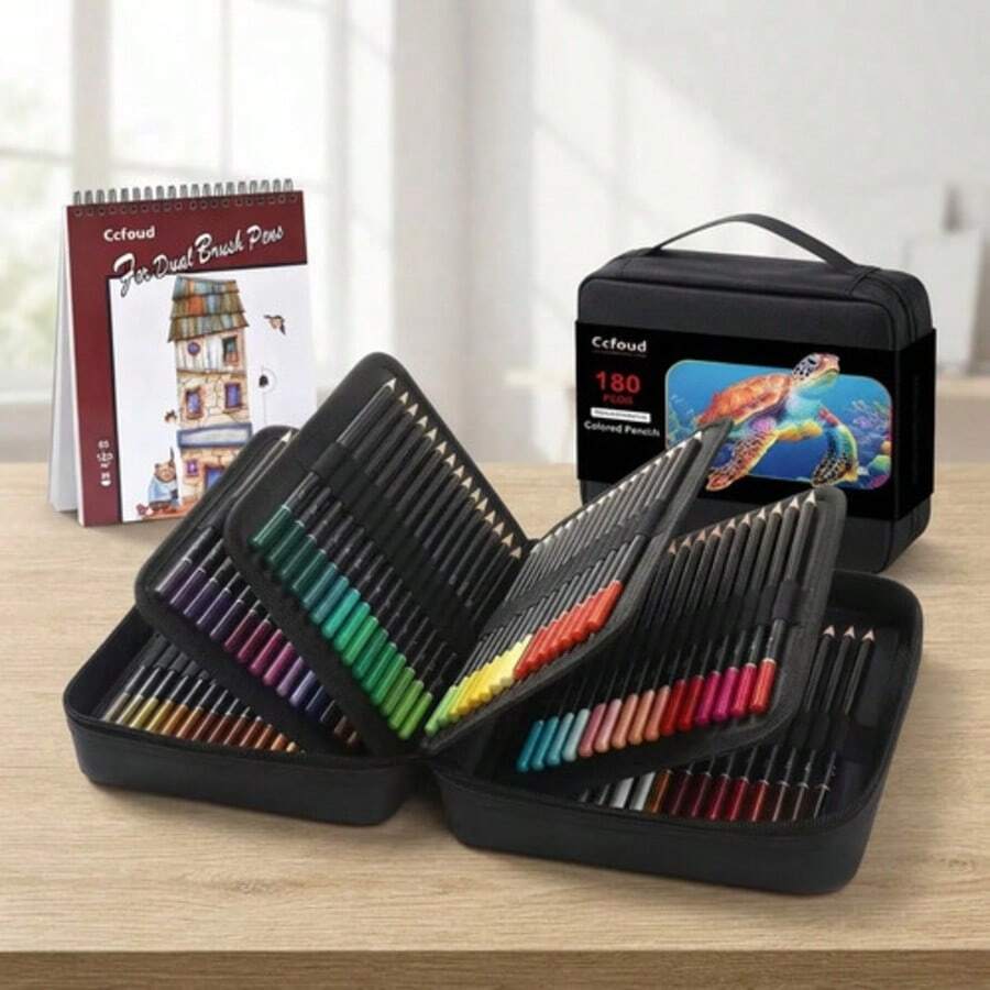180pcs Colored Pencils Set, Soft Oil-Based Lead Colored Pencils Suitable For Adult Coloring Books, Can Be Used For Sketching, Blending And Layering - 180 Colors Of Oil Colored Pencils - View 1