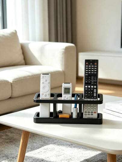 1pc Remote Control Holder, 3-Tier Hollow Storage Rack, Desktop Multi-Size Remote Control Stand, Living Room/Coffee Table Display Rack, Autumn Home Decor, Bedroom/Living Room/Study/Home Decorative Storage, Christmas, New Year, Essential Storage Item For Rental Homes, Best Choice For Housewarming Gift