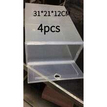 1pc Transparent Plastic Shoe Storage Box, Flip Lid Stackable Design, Dust-Proof Storage, Space-Saving Closet Organizer, Clear Storage Box 31*21*12cm, Suitable For Sneakers, Boots, High Heels, Slippers - View 9