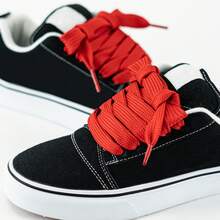 3 Pairs / 10 Pairs Cotton Braided Shoelaces 1.5cm Wide Soft Thick Woven Texture Flat Shoelaces Solid Color / Contrast Color Multi-Color Matching Sports Shoes Daily Replacement DIY - 3-pack-#132 White+#131 Black+#133 Red - View 5
