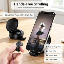 1pc Wireless Finger Scroll Remote Page Turner With Charging Case, Suitable For Short Videos, Comics/Novels, Tablets And Photography, Compatible With IPhone, Android Phones And Tablets, With Storage Charging Case - Black - View 2