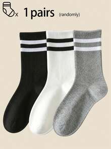 1/5/10/20/30/40 Unisex Casual, Simple, Fashionable, Versatile, Casual, Sweat Absorbing, Breathable, Mid Length Socks For Couples - Multicolor - View 8