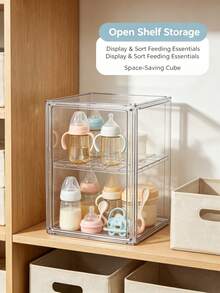 Clear Acrylic Storage Box For Baby Feeding Supplies, 1/2/3/4-Tier Stackable Organizer, Nursery Container For Bottle & Feeding Accessories - Clear - View 5