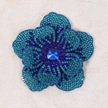 1pc Rhinestone Embellished Double Layer 5-Petal Flower Applique, Hand-Sewn DIY Clothing Trim Accessory, Suitable For Shoes, Hats, Bags, Hair Accessories - Multicolor - View 16