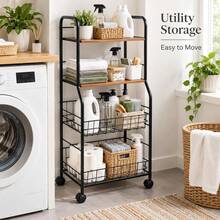Mobile Storage Rack With Wheels For Easy Movement, Bedroom Storage Cart, Bathroom And Toilet Multi-Tier Storage Shelf. - View 7