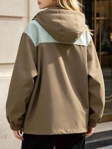 Women's Spring/Autumn Windproof Hooded Jacket Plus Size - Green - View 2