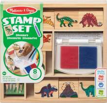 Set Stempel Kayu Melissa & Doug: Dinosaurus - 8 Stempel, 5 Pensil Warna, Bantalan Stempel 2 Warna - Bersertifikat FSC - Jahe - View 11