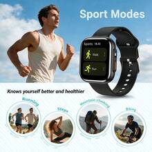 ZhiKexing 1.83 Inch HD Display Smart Sports Watch, Wireless Calling, Wireless Music, Call Reminder, Customizable Watch Face, Multiple Sports Modes, Sedentary Reminder, Suitable As Gift For Friends And Couples, Compatible With Android And IOS - View 6