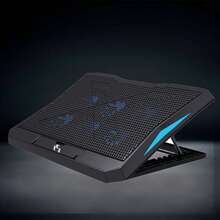 NUO XI Laptop Cooling Pad, 6 Cooling Fans, 4-Level Adjustable, LED Lights, Speed Scroll Switch, Large Airflow And Low Noise, 2 USB Ports, Metal Mesh Design, Suitable For 10-17 Inch Laptops - View 9