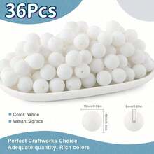 20/36 Buah Manik-Manik Bulat Silikon 1,5 Cm/0,59in, Cocok untuk Pembuatan Perhiasan, Gantungan Kunci DIY, Kalung, Gelang, dan Bahan Kerajinan Tangan, Perlengkapan Pembuatan Perhiasan, Tersedia Berbagai Warna - MultiWarna - View 19