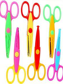 1/4/5/10pcs Handmade Scissors Set, Wavy Edge Paper Cutting Scissors, Multi-Functional Scissors, Paper Crafting, Cute Wavy Edge Scissors, Scissors Set, Asymmetrical Scissors, Handmade Design, Perfect For Creative Crafts, Home And School Use - Scissors - View 8