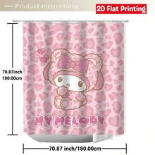 Sanrio My Melody Pink Heart Pattern Bathroom Set (Includes 1 Shower Curtain, 1 Bath Mat, 1 Toilet Lid Cover) 4-Piece Set, Combines Bathroom Decoration And Privacy Protection Functions - Shower Curtain and Bath Mat - View 7