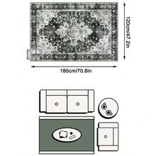 1PC Black White Gray Vintage Persian Pattern Bohemian Style Faux Cashmere Rectangular Area Rug, Distressed Mottled Details, Machine Washable, Suitable For Living Room Bedroom Home Decor, All Season Use, Aesthetic Home Decor - Multicolor - View 16