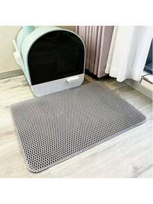 Double Layer EVA Cat Litter Mat, Anti-Splash Anti-Tracking, Washable Leak-Proof, Multiple Sizes Suitable For Cat Litter Boxes - Grey - View 2