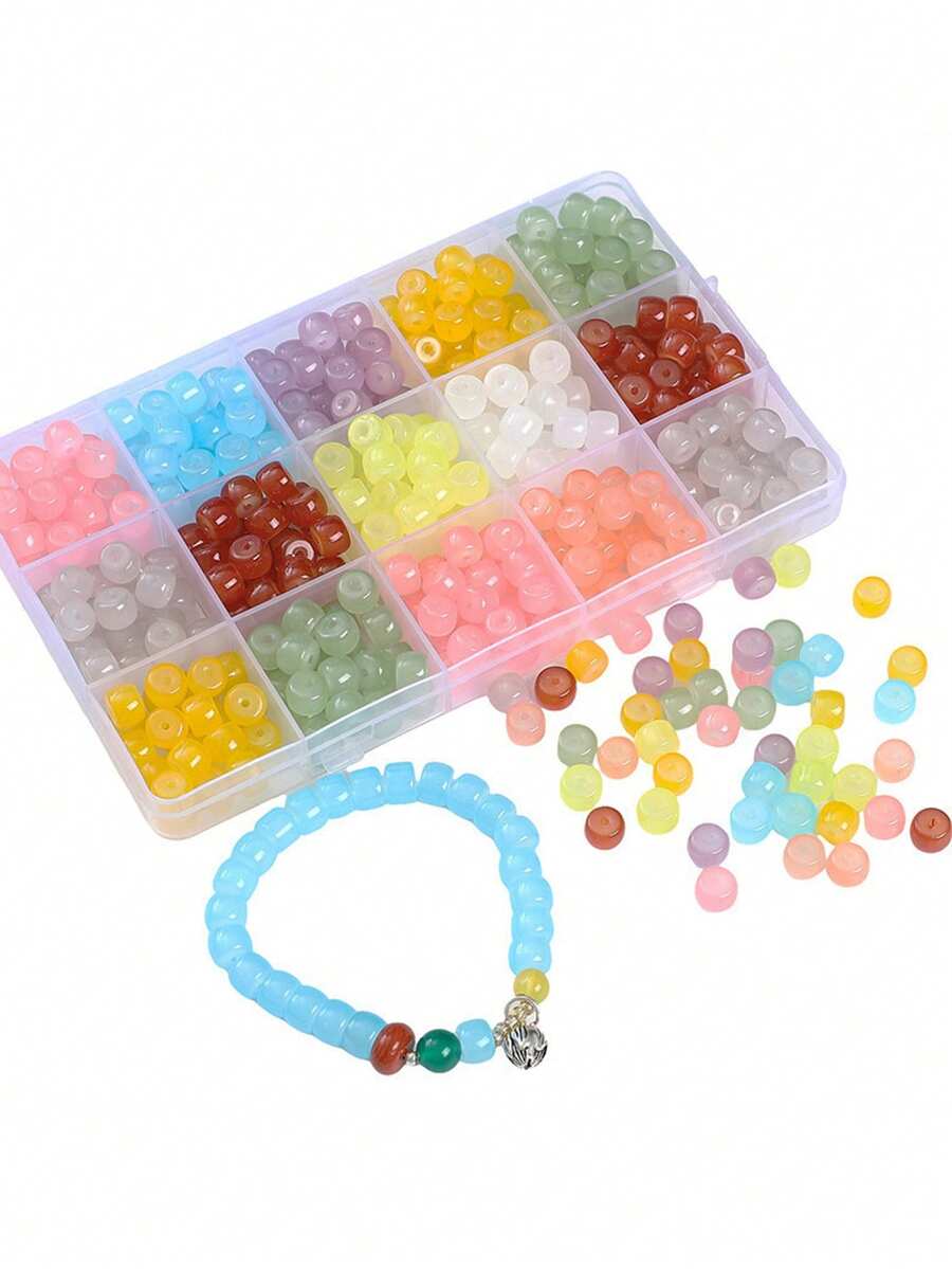 30pcs 8*6mm Retro Imitation Jade Glass Cylinder Loose Beads, Handmade DIY Jewelry Accessories, Spacer Beads For Bracelet Necklace Earring Craft Making - 8*6mm Glass Tube Beads - View 1