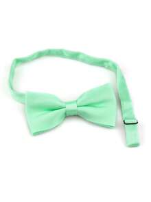 Set Dasi Kupu-kupu Pria Elegan Warna Polos Klasik dari Kain Poliester Lembut, Dasi Kupu-kupu, Sapu Tangan Saku, Bros, Set Istimewa untuk Acara, Pertemuan Teman, Pernikahan, dan Pesta. - Mint Green - View 3