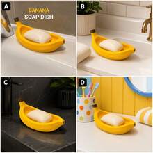 1pc Creative Banana Shaped Soap Holder, Unique Design, Full Of Fun, Can Be Used As A Soap Dish On Bathroom Sink, Combines Modern Style And Practicality, Also Can Be Used As Home Decor - Yellow - View 10