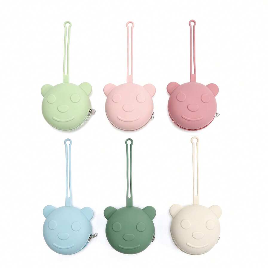 1pc Zippered Silicone Pacifier Storage Case, Stores Pacifiers, Teethers, Coins And More, Hanging Storage Bag For Baby Stroller, Baby Essential - Multicolor - View 1