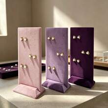 2pcs/Set Rectangular Vertical Velvet Earring Display Stand, 40 Slots, Suitable For Jewelry Store And Home Storage And Display Of Earrings - 40 Hole Earring Holder - View 1