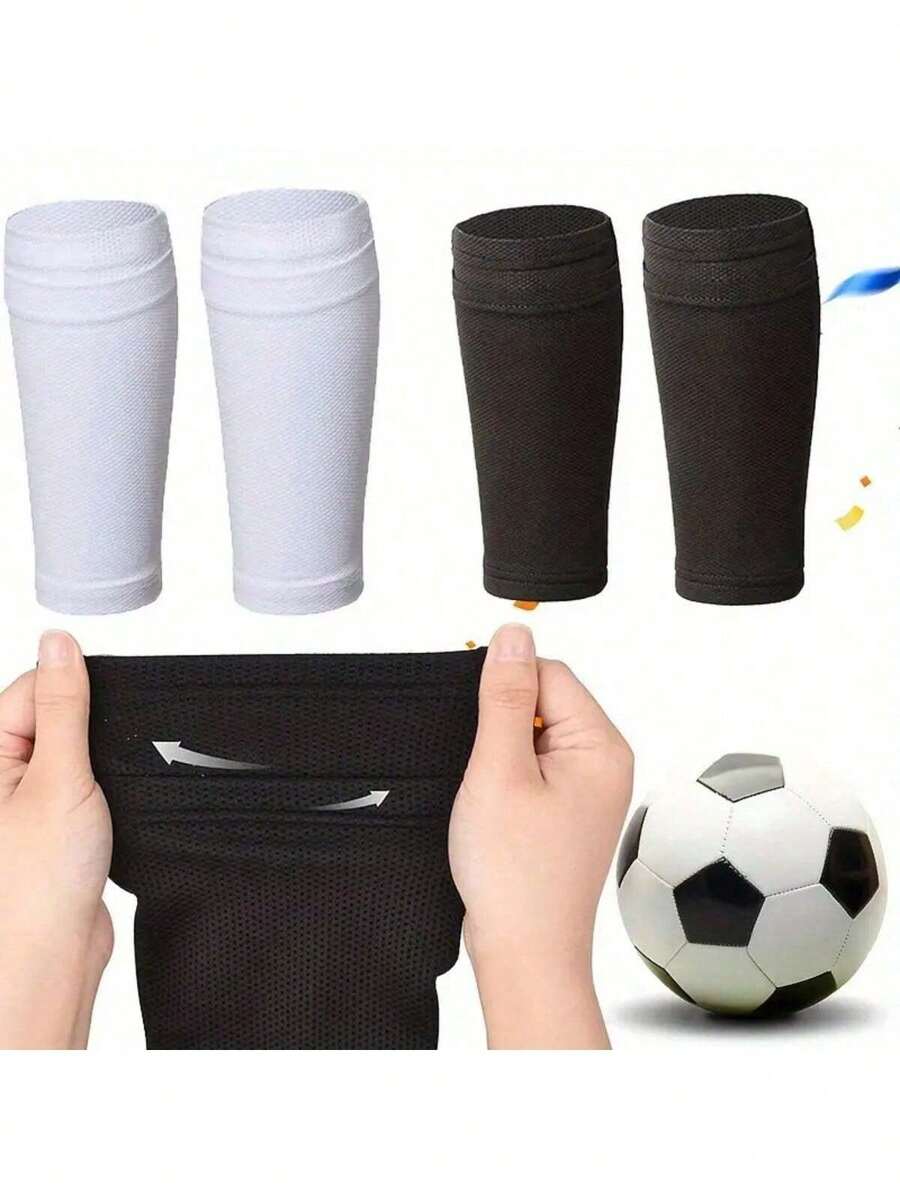 Ống bọc bắp chân nén bóng đá 2 lớp có túi đựng bảo vệ ống chân, cố định được, phù hợp cho người mới bắt đầu và vận động viên chuyên nghiệp, nam và nữ, dùng cho tập luyện và thi đấu bóng đá