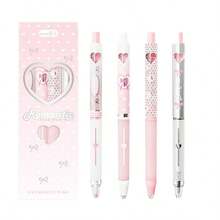 Light Pink Print Click Neutral Pen Cute Bow Heart ST Ultra Quiet Student Exam Black Ink Pen - Multicolor - View 5