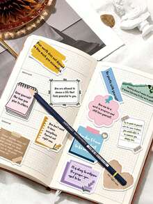 100PCS Encourage Notes Stickers – Inspirational Motivational Positive Affirmation Decals – Aesthetic Vintage Pastel Boho Stickers For Journal, Scrapbook, Guitar, Notebook & DIY - Multicolor - View 10