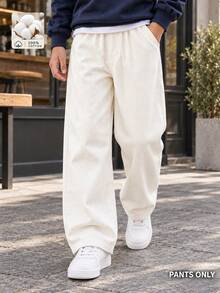 Boys' Casual Classic Versatile Pure Cotton White Long Pants Suitable For Vacation, Party, Performance, Daily, School And Other Occasions - White - View 5