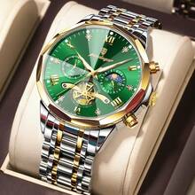 POEDAGAR Luxury Men's Watch, Crafted From Waterproof Stainless‑Steel With Chronograph Function. Fashion‑Exquisite Look, Ideal For Daily Wear And Gifti - Gold - View 20