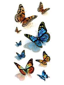 1pc Colorful Exquisite 3D Butterfly Pattern Temporary Tattoo Sticker, DIY Music Festival Party Holiday Gift, Waterproof Body Skin Tattoo For Arm, Shoulder, Neck, Collarbone - Multicolor - View 7