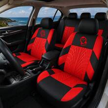 9pcs Car Seat Covers, Cartoon Penguin Face Print, Universal Fit For Car, Truck, SUV Interior Decoration & Protection - 9-piece Press Set - View 2