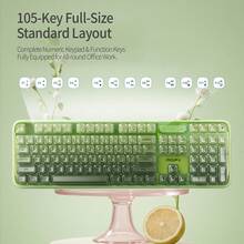 MOFii 708 Wired Keyboard, Semi-Transparent Crystal Keycaps RGB Backlit Membrane Keyboard, Full Size 105 Keys With Numeric Keypad, Ergonomic USB-C Wired Plug And Play, For Desktop Laptop PC Home Office - View 3