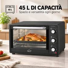 Bakaji Forno Elettrico Ventilato 45 Litri 2000W Con Timer e Spia Luminosa - Spina tipo F UE (220-240 V) - Visualizzare 7
