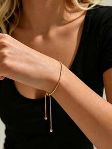 1pc Women's Fashion Adjustable Size Snake Chain Stainless Steel Bracelet, Exquisite Multi-Functional Accessory, Suitable For Daily Wear Or Holiday Occasions - Adjustable Bracelet - View 2