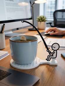 Fishing Man Tea Bag Holder, Creative Tea Bag Hanging Rack, Reusable Tea Bag Holder, Cup Rim Tea Bag Support, Tea Accessories, Suitable For Tea Lovers, Home Office Workers, Birthday Holiday Fun Gift, Tea Room Desktop Use, Tea Bag Storage Rack, Tea Bag Hook, Fun Tea Brewing Tool, Quirky Desktop Decor, Highly Attractive Afternoon Tea Atmosphere Item - Multicolor - View 6