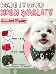 Christmas Adjustable Pet Collar, Suitable For Cats And Small Dogs, British Style Christmas Gingerbread Man Plaid Pattern, Pet Christmas Gift, Pet Holiday Party Outfit - Multicolor - View 2