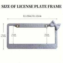 Sparkling License Plate Frame, Crystal Bling Rhinestone Stainless Steel Women's License Plate Frame, Diamond Car Exterior Accessories, Perfect Gift For Girls, Car Accessories, Fits Most Models - A - View 5
