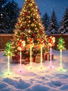 6pcs Christmas Solar Acrylic LED Lights,Outdoor Waterproof Lawn Lights, Suitable For Creating A Christmas Atmosphere In Gardens And Courtyards, Applicable To Paths, Steps, Christmas Tree Decorations And Lighting Scenes For Christmas Parties - A - View 11