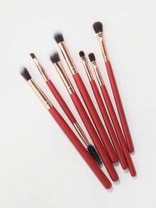 7Pcs Professional Eye Makeup Brush Set,Precision Cosmetic Brushes For Eyeshadow Blending, Eyeliner & Eyebrow Grooming - Red - View 3