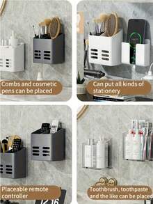 Wall-Mounted Multi-Function Storage Rack, Comb And Toothbrush Holder, Kitchen Utensil Storage Rack, Shower Caddy, Kitchen And Bathroom Essentials, Home Decor, Summer Dorm Essentials, College Back To School Bathroom Dorm Decor - Multicolor - View 5