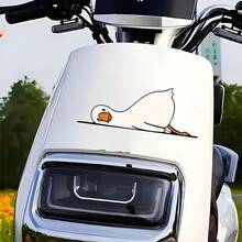 Stiker Dekoratif Kartun, Bergambar Angsa Putih yang Berbaring Miring, Terbuat dari Bahan Vinyl, Tahan Lama dan Mudah Dipasang, Cocok untuk Dekorasi Mobil, Laptop, Kulkas, Meja, dan Botol Minum, Juga Dapat Dipasang pada Berbagai Permukaan. - View 5