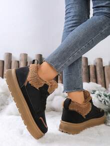 Women's Fashion Thick Thermal Lined Anti-Slip Snow Boots - Black - View 4
