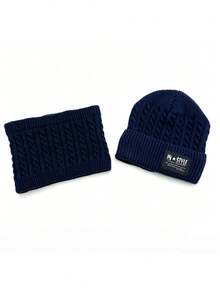 2pcs/Set Autumn/Winter Unisex Knitted Hat & Scarf Set, Solid Color Cable Knit Woolen Beanie & Neck Warmer, Warm Outdoor Set - A - View 11