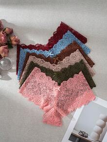 6pcs Plus Size Women's Sexy Lace Triangle Panties - Multicolor - View 5