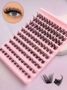 Asiteo 120pcs D Curl Fluffy Cluster False Eyelashes, Thin Crossed Daily Makeup Look, High Capacity Reusable Single Cluster False Eyelashes, Suitable For Home Use - D - View 3