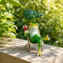 1pc Frog Lounge Chair Figurine, Desktop Living Room Balcony Landscape Decor Craft - Frog - View 6