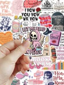 50pcs Reading Stickers For Decorating Planner, Diary, Scrapbook, Notebook, Luggage, Guitar, Skateboard, Manual, Tablet, Water Bottle, Phone - Multicolor - View 2
