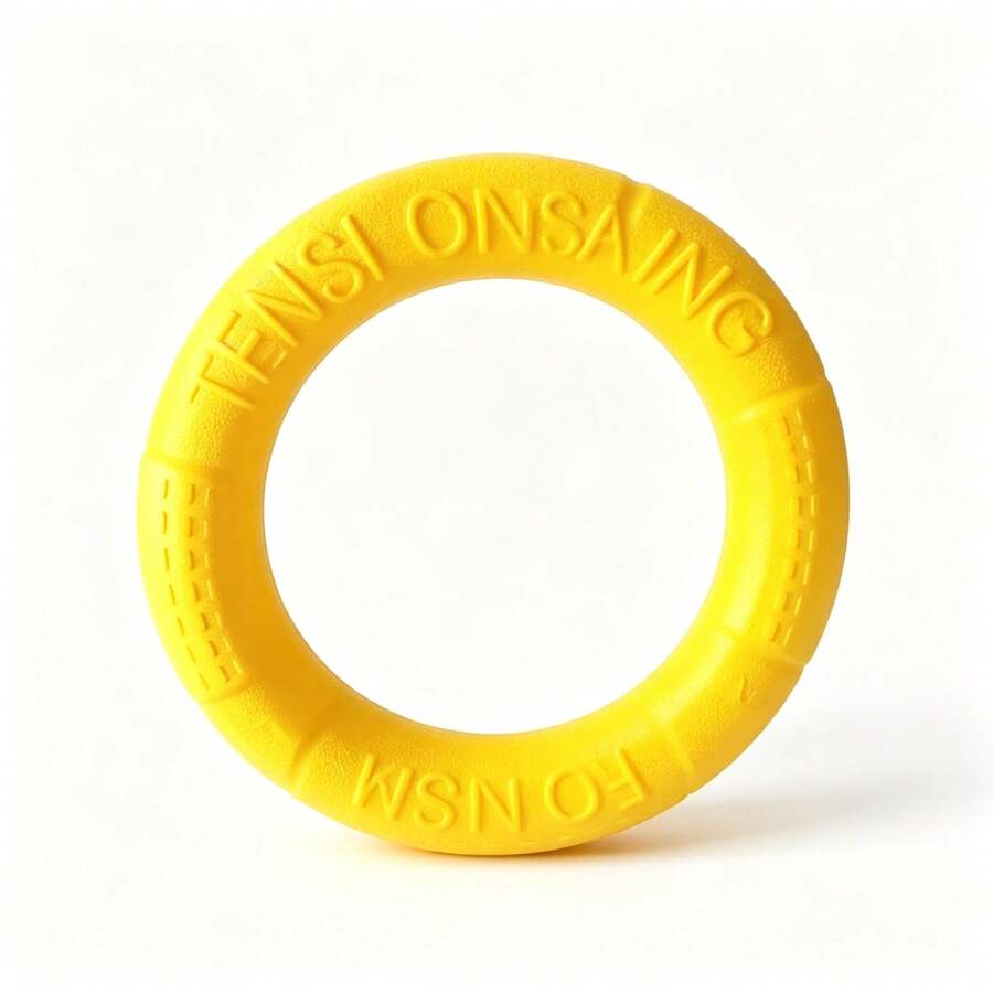 1pc Dog Flying Disc Toy, Yellow Ring Floating Water Fetch Interactive Toy For Aggressive Chewers, Summer Beach Swimming Pool Outdoor Training Play, Fits Small Medium Large Dogs, Pet Teething Exercise Birthday Gift - Multicolor - View 1