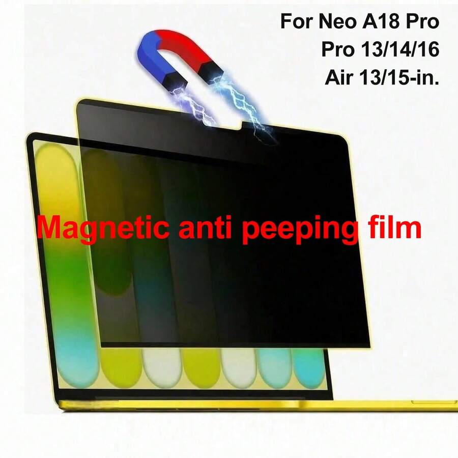 Magnetic Privacy Screen Protector, Compatible With MacBook Neo 13-Inch 2026 A18 Pro 14 16 Inch, Air 13 13.6 15 Inch, Removable Anti-Glare Laptop Privacy Filter, Suitable For Office, Cafe, Airport, High-Speed Train And Other Public Places - View 1